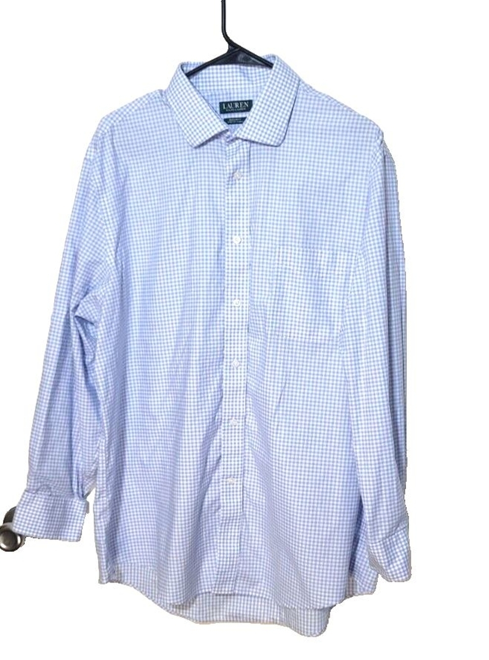 Lauren Ralph Lauren Mens sz XL white blue checkered button pocket long sleeve
